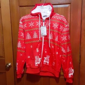 Amazon Red Ski & Snow Jacket with White Snowflake Pattern,XL fits like a large.